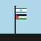 Two flags of Israel and Palestine one one flagpost