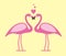 Two Flamingos face to face, lover, vector