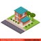 Two floor building block with garage - 3d architecture