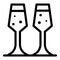 Two flute glasses icon, outline style