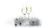 Two flutes champagne glasses for new year and silver decoration