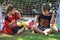 Two four-year boys talk about football