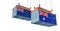 Two freight container with Australia and New Zealand flag