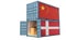 Two freight container with China and Denmark flag.