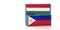 Two freight container with Philippines and Hungary flag.