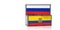 Two freight container with Russia and Ecuador national flag.