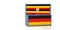 Two freight container with Uganda and German national flags.