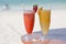 Two fresh fruit juices