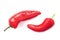Two fresh red peppers on white background, isolated. Produce product, agriculture industry