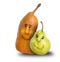 Two Friend Pears Together with Cartoon Faces