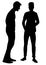 Two friends making chat, body black color silhouette vector