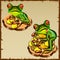 Two frog on a pile of coins, FengShui talisman