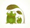 Two Frogs Mother and Baby Childish Animal Cartoon