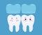 Two funny cartoon tooths with the invisible braces system.Vecto