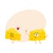 Two funny cheese chunk characters, good quality concept, showing love