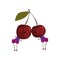 Two funny cherries cartoon characters, funny humanized berries vector Illustration on a white background