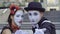 Two funny mimes calling for themselves