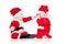 Two funny small kids in Santa Claus clothes