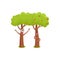 Two funny tree characters, hugging, showing love and flirting