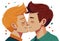 Two gay men kissing. LGBTQ manifesto. Respect, tolerance, equality
