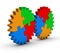 Two gears of colorful jigsaw puzzles