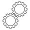 Two gears gearwheel cog set Cogwheels connected in working mechanism contour outline icon black color vector illustration flat