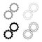 Two gears gearwheel cog set Cogwheels connected in working mechanism set icon grey black color vector illustration image flat