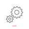 Two gears outline icon. Vector illustration. Symbols of team work and engineering. Vehicle mechanism part