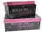 Two gift boxes with the black and pink glitter print