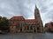 The two gigantic towers of St. Sebald Sebalduskirche church in Nuremberg Germany