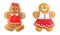 Two gingerbread women isolated on white. Decorated cookies