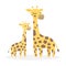 Two giraffes, Cute cartoon character, vector illustration