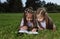 Two girl read book