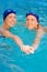 Two girl swimmers in the pool