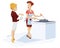 Two girlfriends is cooking eat and talking. Illustration for internet and mobile website