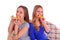 Two girlfriends eating pizza