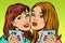 Two girlfriends selfie smartphone