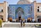 Two girls come to historical mosque in Middle East