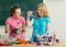 Two girls doing chemical experiments