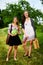 Two girls getting ready for a picnic