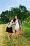 Two girls getting ready for a picnic