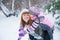 Two girls having fun in winter