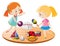 Two girls playing with toys