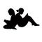 Two girls reading book, body silhouette vector