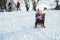 Two Girls Sledding Down the Hill