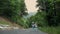 Two girls stroll along the hiking trails in the Alps. Mother and daughter having a joyful time. Mountain hiking.