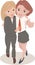 Two girls in suits hugging vector illustration