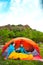 Two girls in a tent.