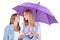 Two girls under an umbrella