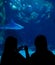 Two girls visiting aquarium